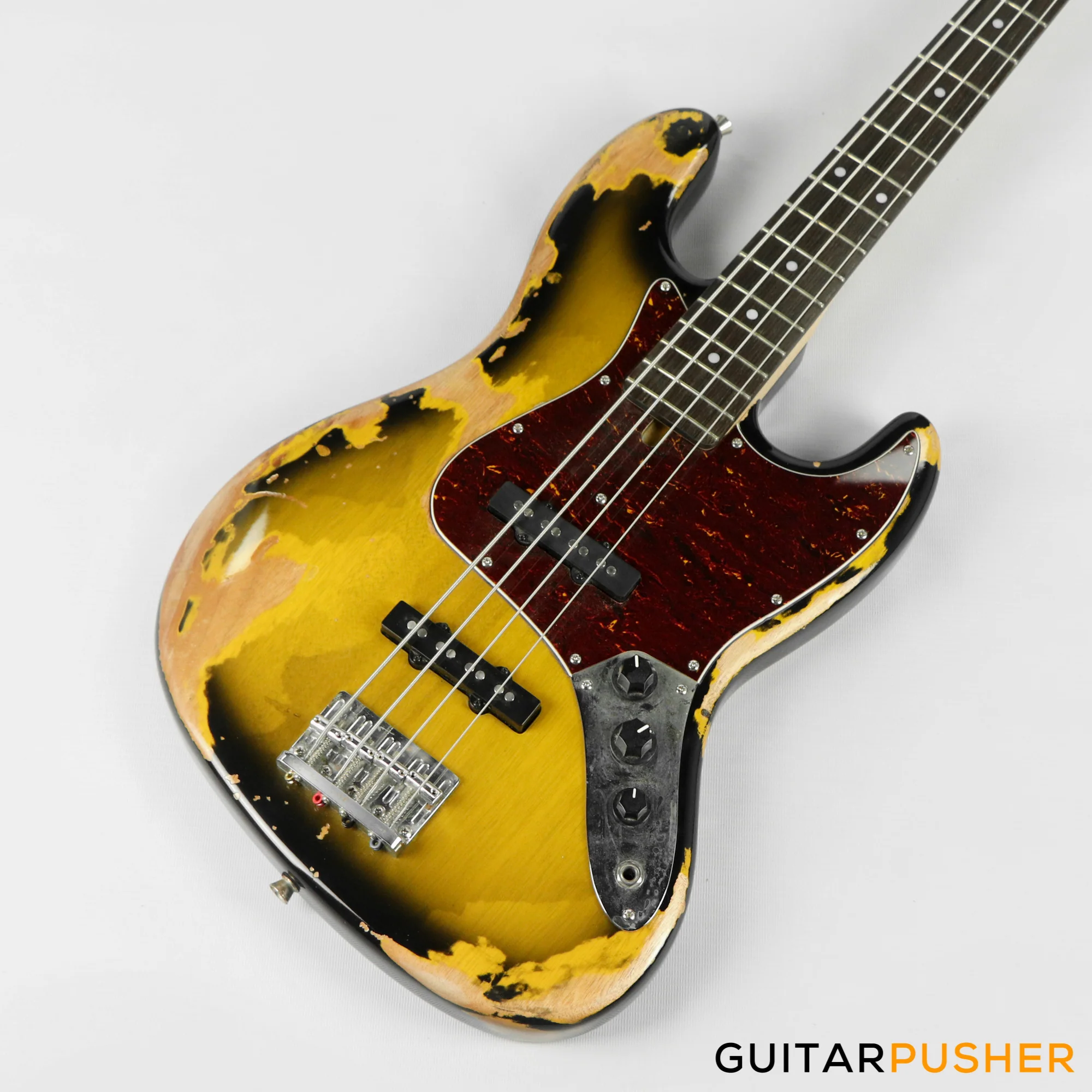 Semitone Custom JB-Style 4-String Bass Okoume Body Rosewood Fingerboard - Heavy Relic Sunburst - Image 9