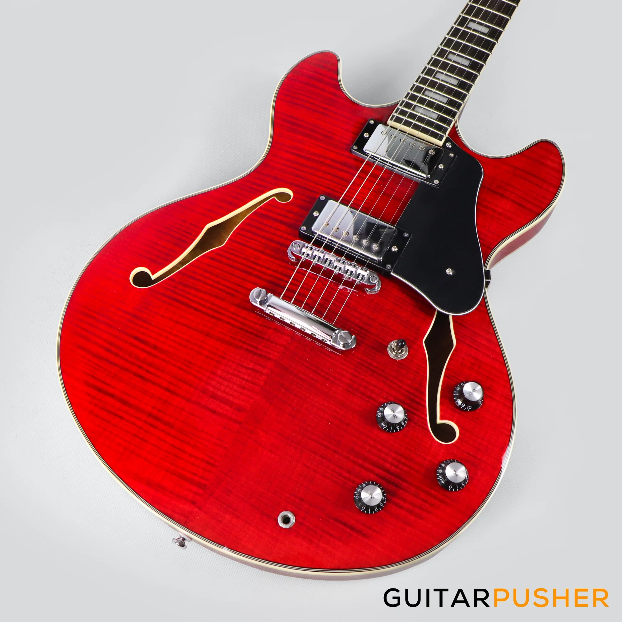Sire H7 Maple Hollowbody Electric Guitar - See-Through Red (2023) - Image 4