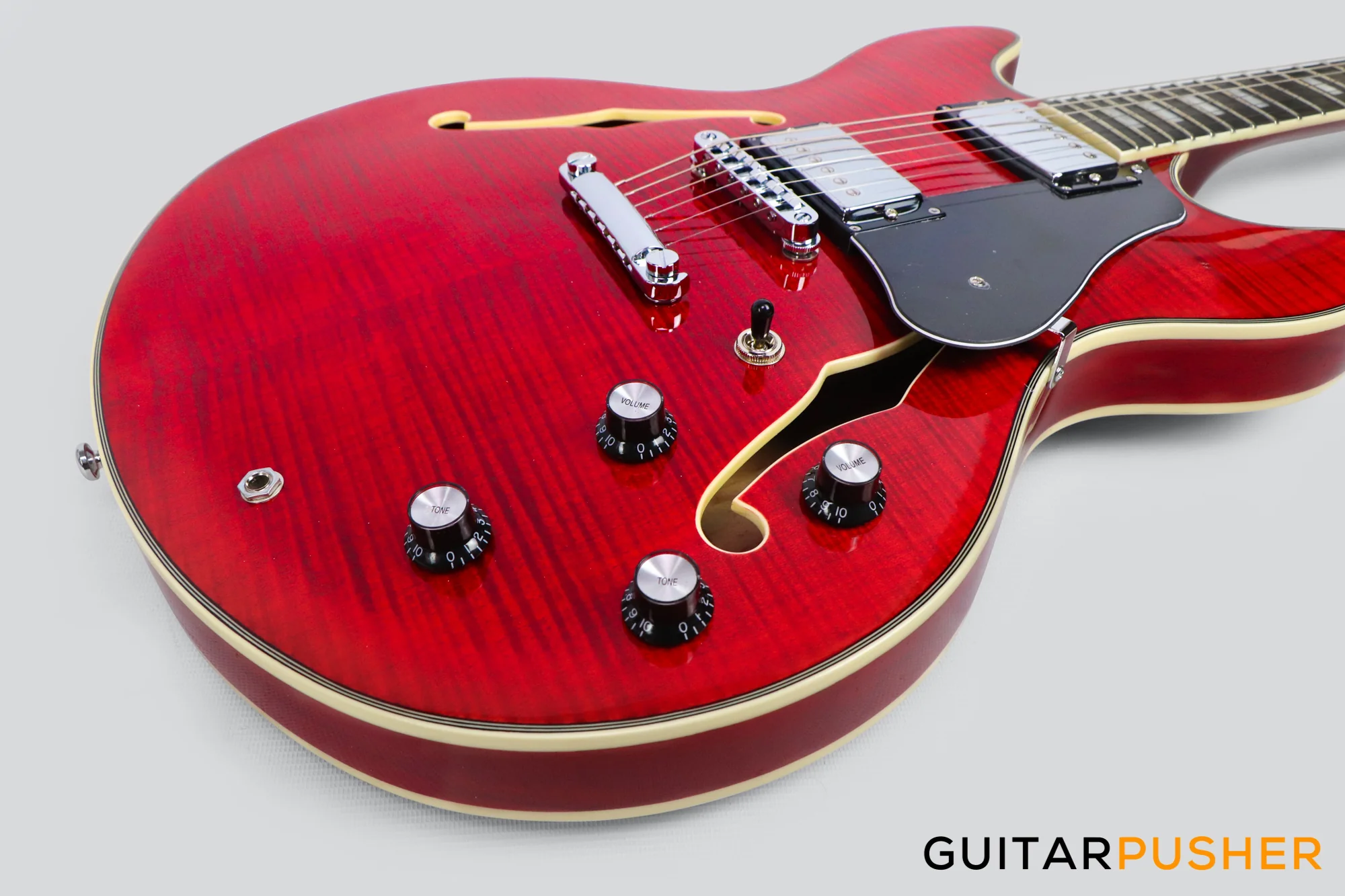 Sire H7 Maple Hollowbody Electric Guitar - See-Through Red (2023) - Image 5