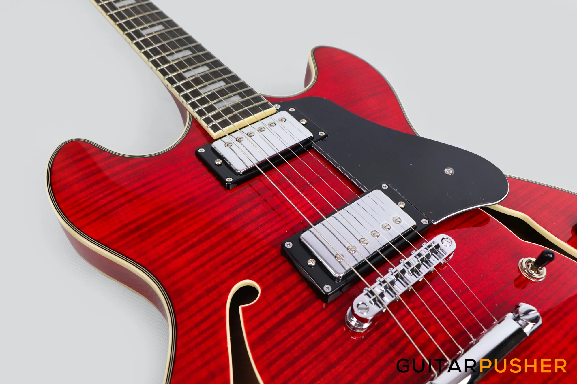 Sire H7 Maple Hollowbody Electric Guitar - See-Through Red (2023) - Image 6