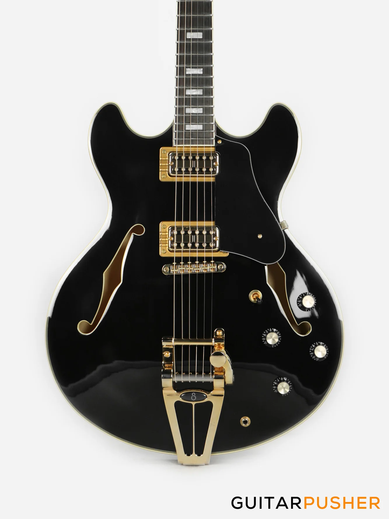 Sire H7T Maple Hollowbody Electric Guitar - Black (2024)
