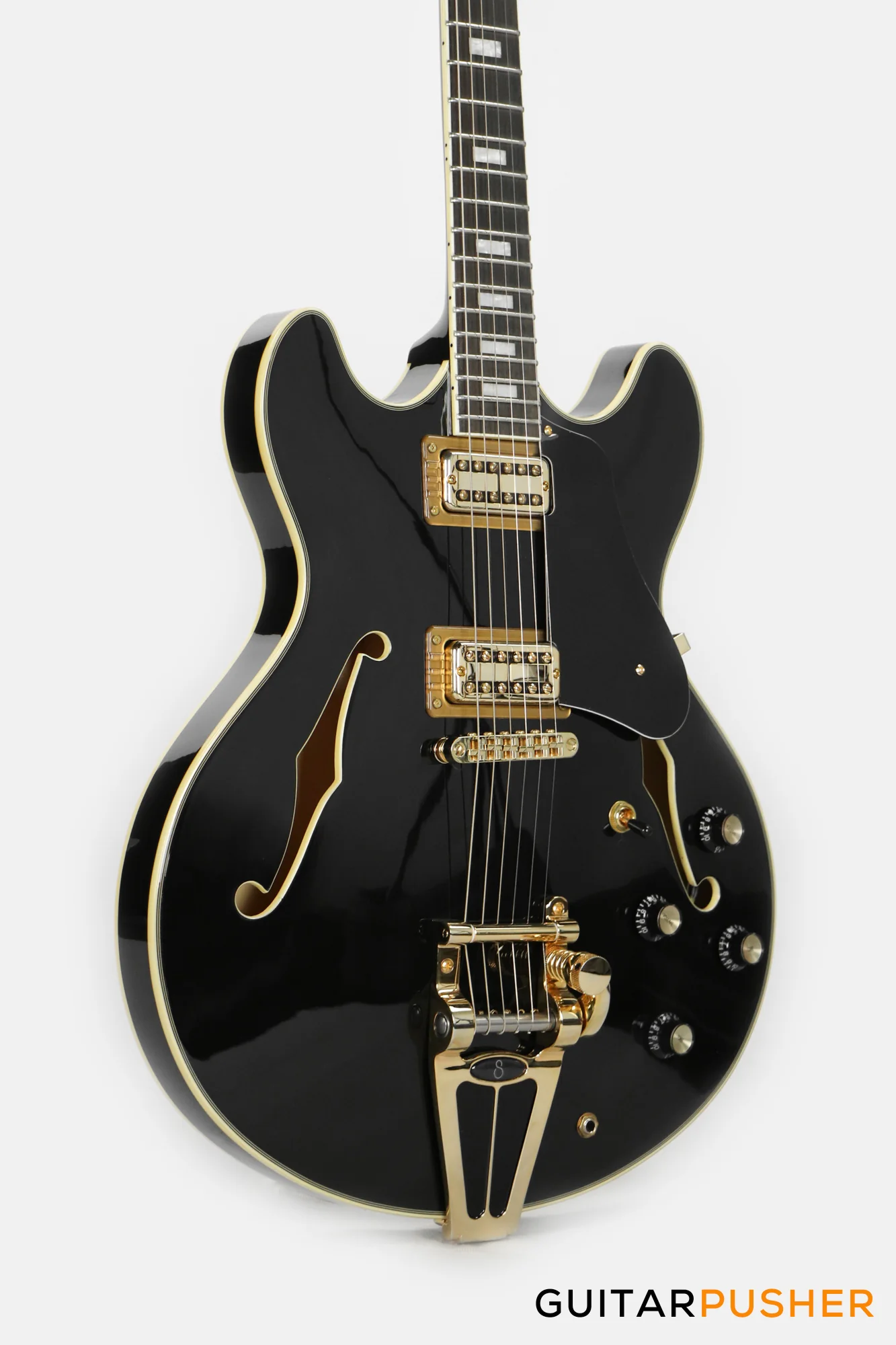 Sire H7T Maple Hollowbody Electric Guitar - Black (2024) - Image 4