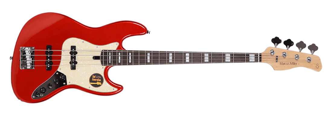 Sire V7 Alder 4-String (2nd Gen) JB Bass with Premium Gig Bag - Bright Metallic Red - Image 2
