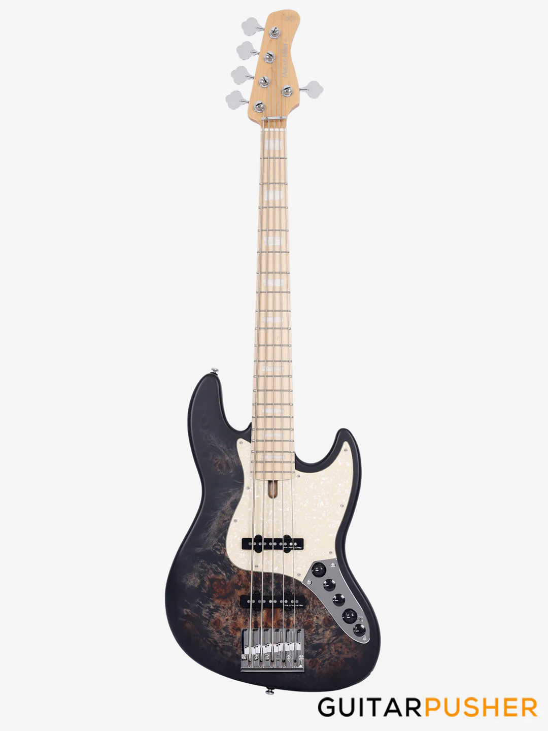 Sire V7 Swamp Ash Reissue 5-String Bass - Transparent Black Satin (2024) - Image 2