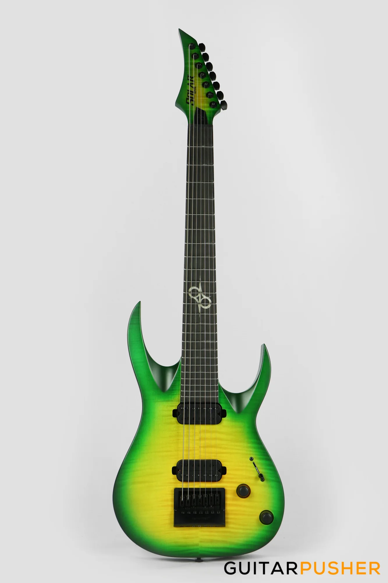 Solar Guitars A1.7LB Flame Lime Burst 7-String Electric Guitar w/ Evertune Bridge - Image 2