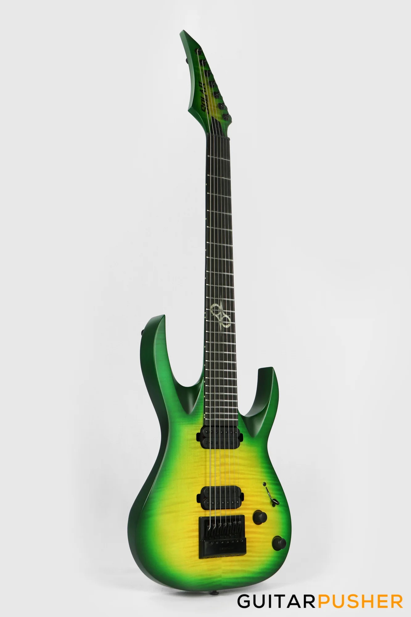 Solar Guitars A1.7LB Flame Lime Burst 7-String Electric Guitar w/ Evertune Bridge - Image 3