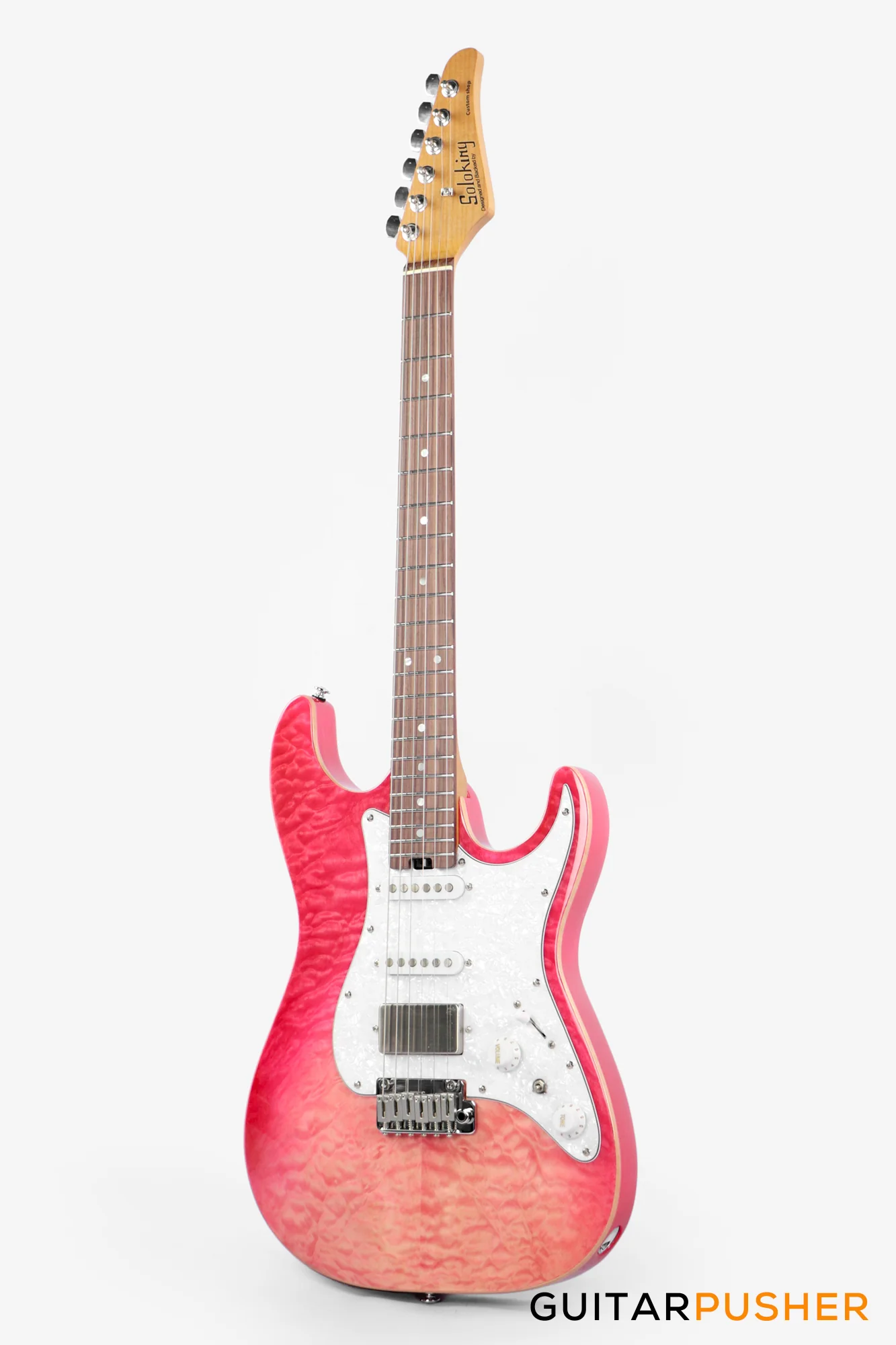 Soloking MS-1 Classic 22 HSS Quilt Top with Rosewood FB JESCAR - Strawberry Wakesurf - Image 8
