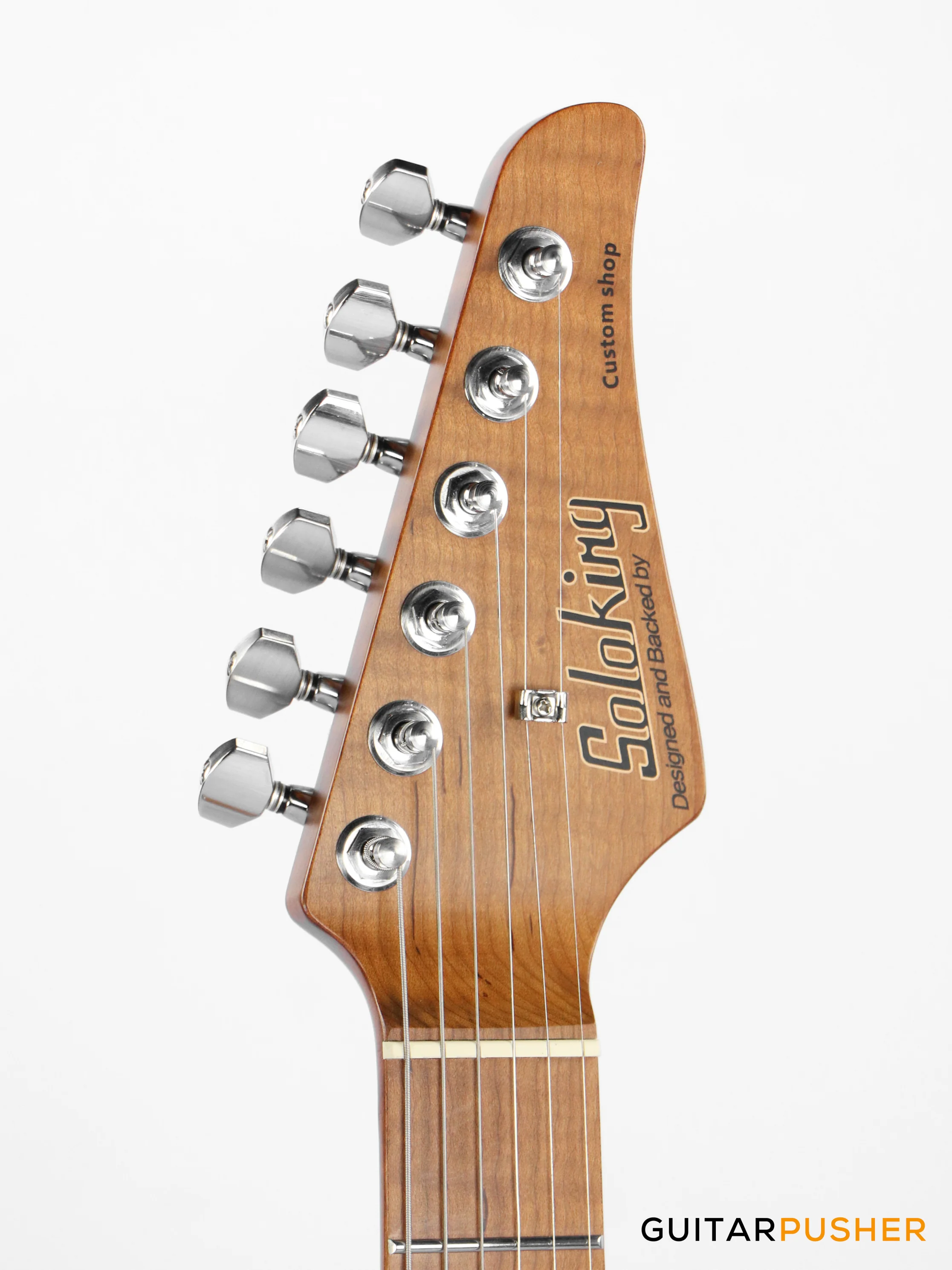 Soloking MS-1 Classic Flat Top FMN Roasted Flame Maple Neck HSS Electric Guitar - Jeans Pacific Blue - Image 11