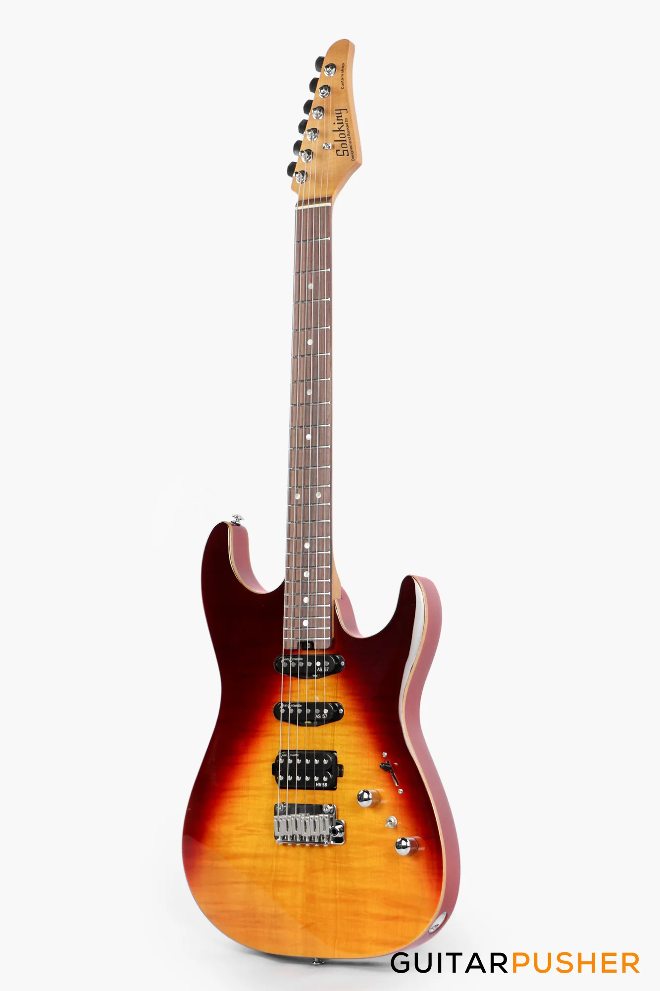 Soloking MS-1 Custom 22 HSS Flat Top with Rosewood FB JESCAR - in Fire Wakesurf - Image 6