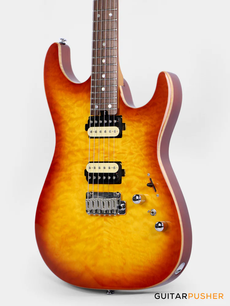 Soloking MS-1 Custom 24 HH Quilt with Rosewood FB - Honeyburst - Image 5
