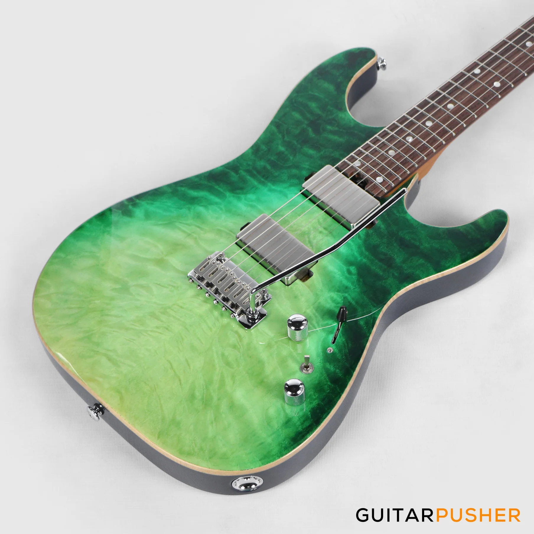 Soloking MS-1 Custom 24 HH Quilt with Rosewood FB JESCAR - in Turquoise Wakesurf - Image 6