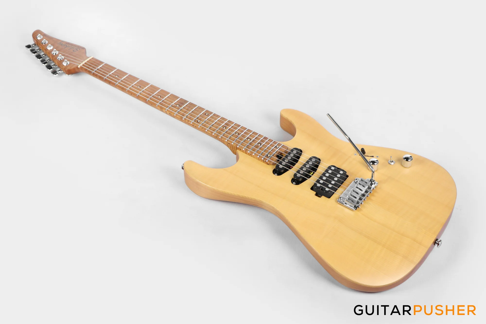 Soloking MS-1 Custom 24 HSS Flat Top FMN Elite with Roasted Flame Maple Neck - Natural Satin - Image 11