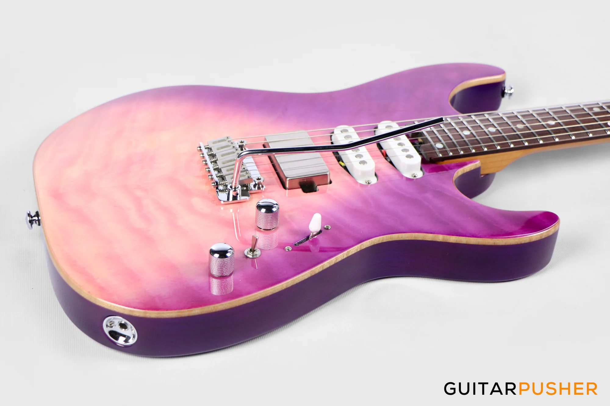 Soloking MS-1 Custom 24 HSS Quilt with Rosewood FB JESCAR - in Purple Wakesurf - Image 11