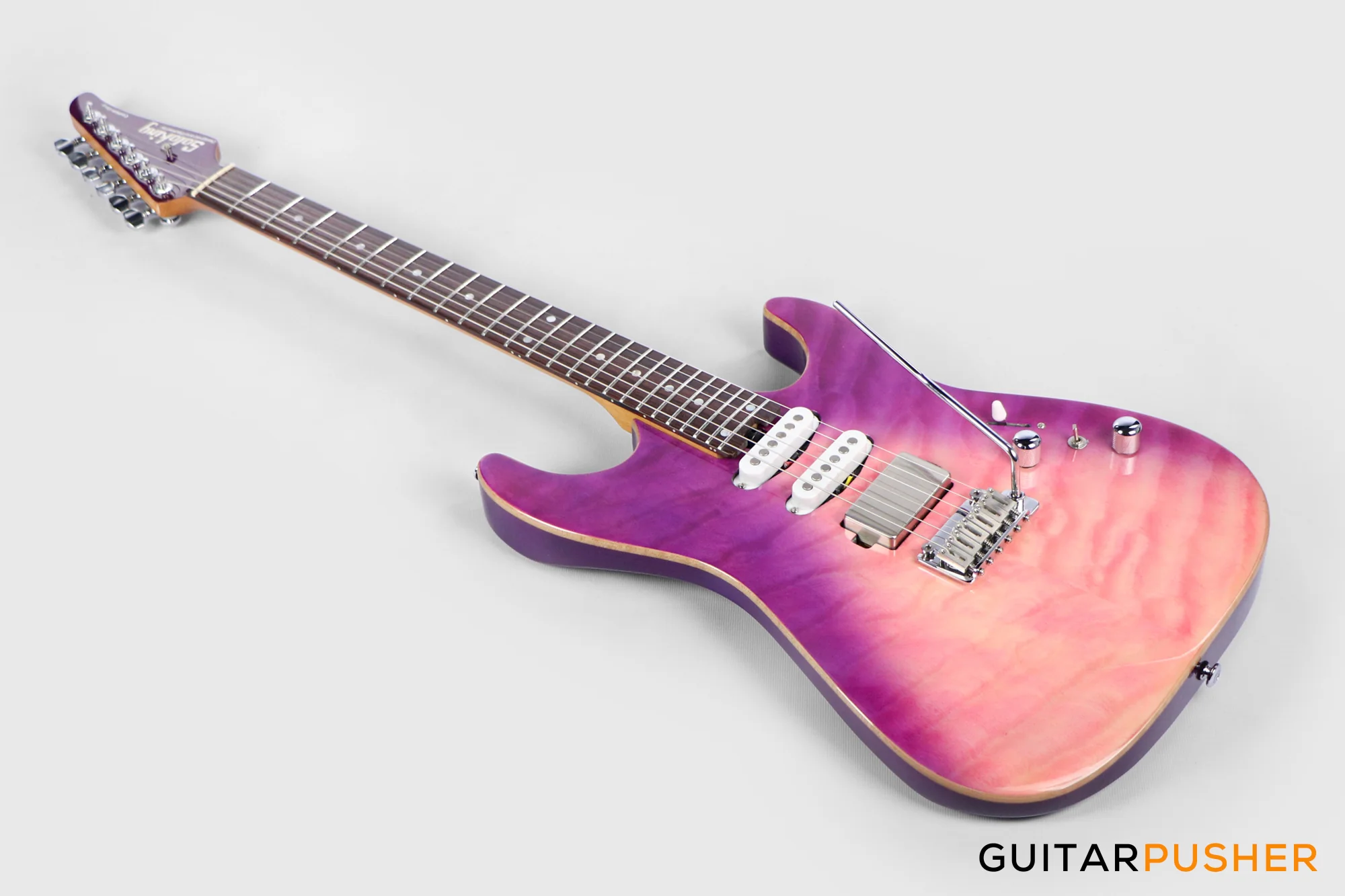 Soloking MS-1 Custom 24 HSS Quilt with Rosewood FB JESCAR - in Purple Wakesurf - Image 7