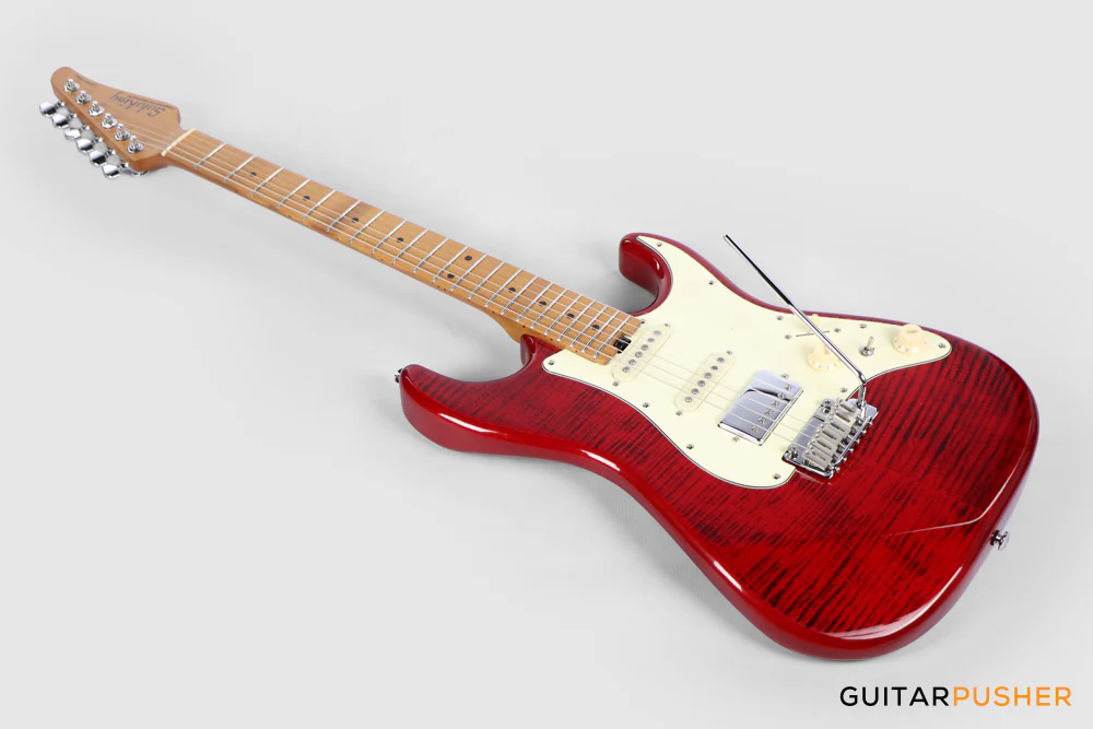 Soloking MS-11 Classic MKII 5A Flame Maple Top Roasted Maple Neck in Transparent Red Nafiri Special - Image 10