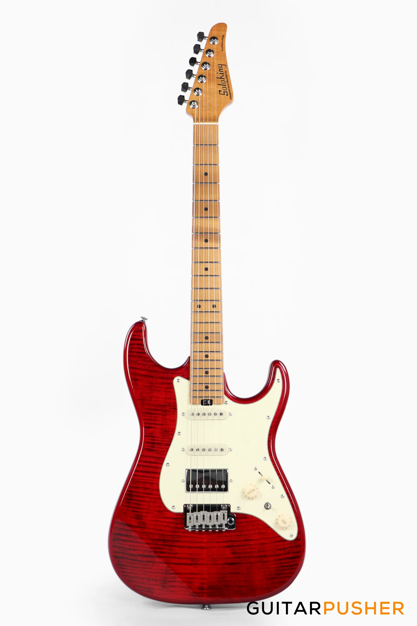 Soloking MS-11 Classic MKII 5A Flame Maple Top Roasted Maple Neck in Transparent Red Nafiri Special - Image 2