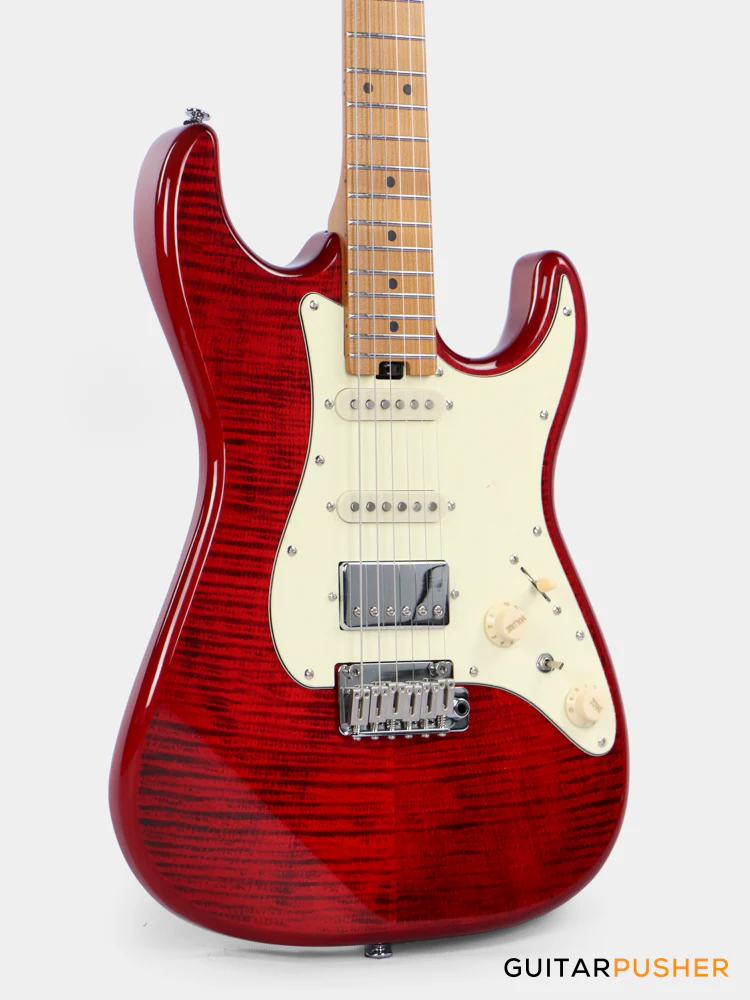 Soloking MS-11 Classic MKII 5A Flame Maple Top Roasted Maple Neck in Transparent Red Nafiri Special - Image 4