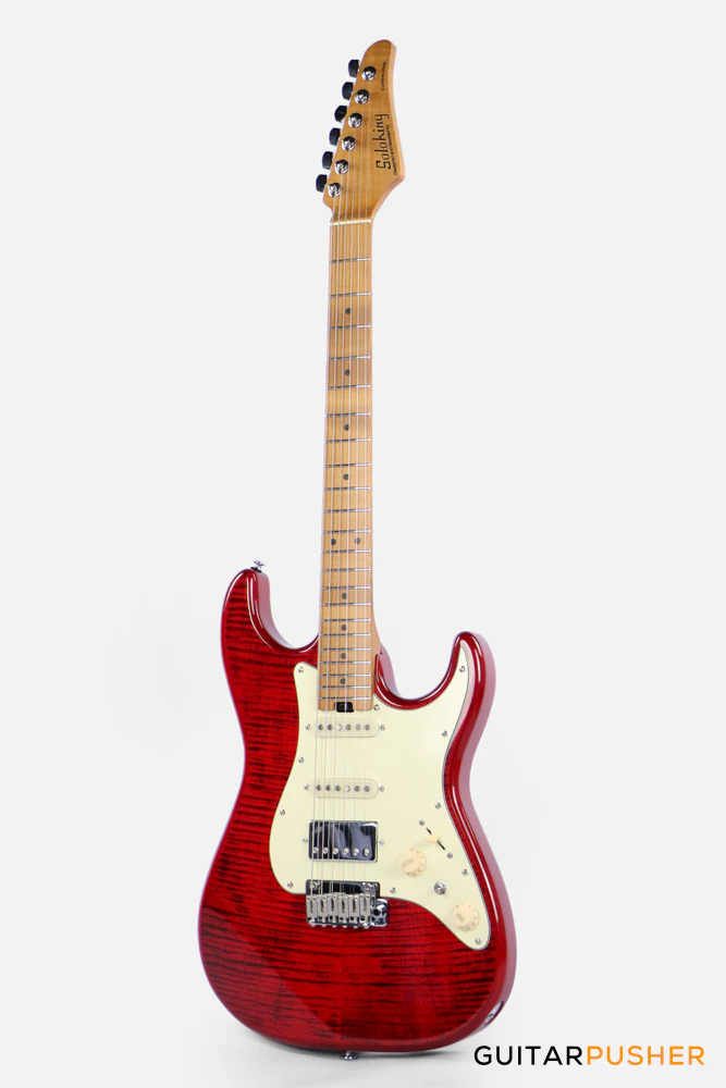 Soloking MS-11 Classic MKII 5A Flame Maple Top Roasted Maple Neck in Transparent Red Nafiri Special - Image 7