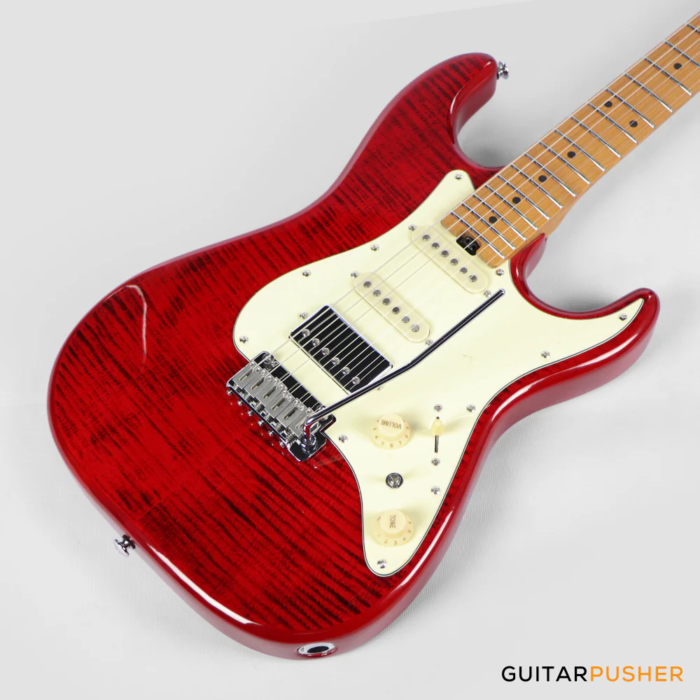 Soloking MS-11 Classic MKII 5A Flame Maple Top Roasted Maple Neck in Transparent Red Nafiri Special - Image 8