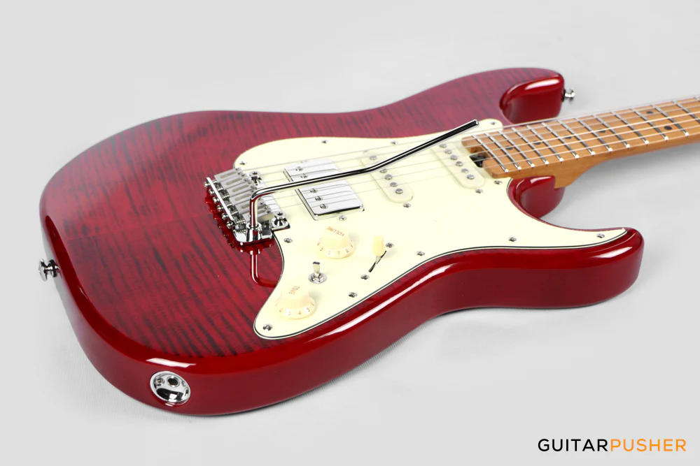Soloking MS-11 Classic MKII 5A Flame Maple Top Roasted Maple Neck in Transparent Red Nafiri Special - Image 9