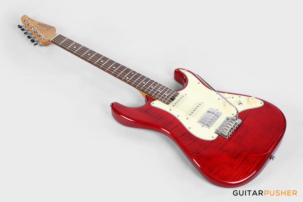 Soloking MS-11 Classic MKII in Transparent Red with Rosewood 5A Flame Top Nafiri Special Run - Image 9