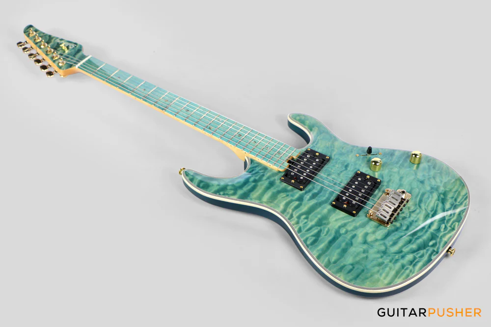 Soloking SM-22 HH QM Shredmaster – Trans Maldives Blue - Image 11