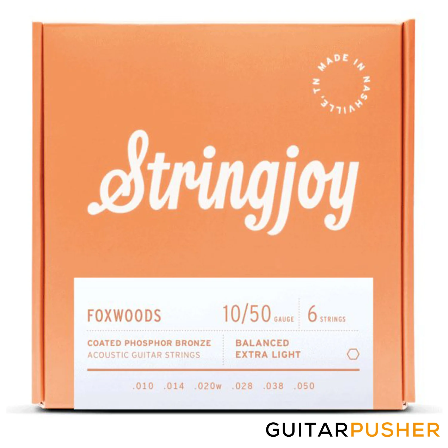 Stringjoy Acoustic Guitar String Set Balanced Extra Light - Foxwoods Coated Phosphor Bronze 10s (10-50)