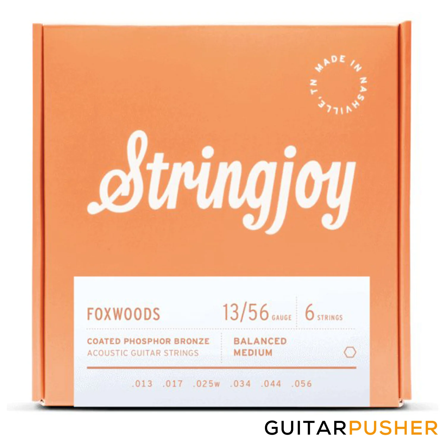 Stringjoy Acoustic Guitar String Set Balanced Medium - Foxwoods Coated Phosphor Bronze 13s (13-56)