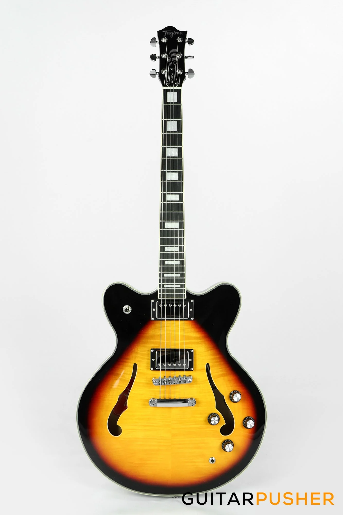 Tagima Blues 3500 Flamed Maple Top Semi-Hollow Electric Guitar - Vintage Sunburst - Image 2