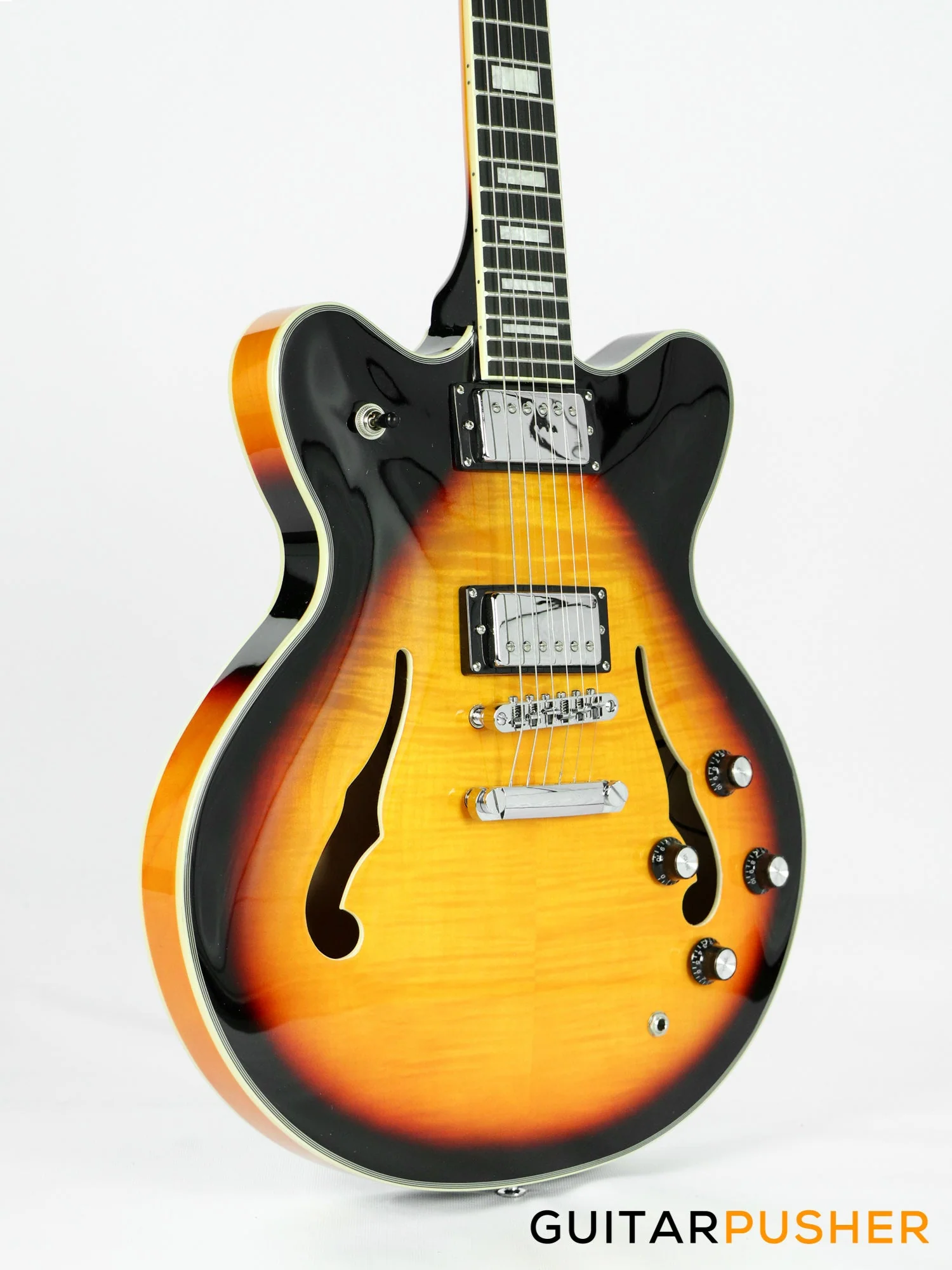 Tagima Blues 3500 Flamed Maple Top Semi-Hollow Electric Guitar - Vintage Sunburst - Image 3