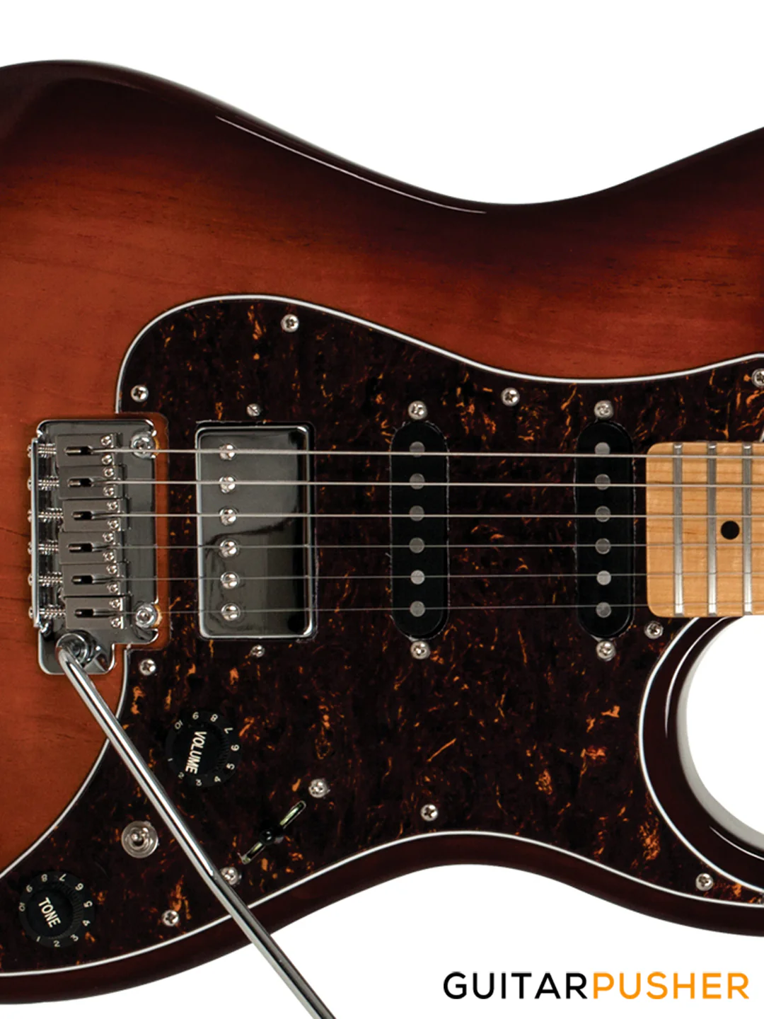 Tagima Brazil Series Stella HSS S Style Electric Guitar (Honeyburst) Maple Fingerboard/Tortoise Pickguard - Image 3