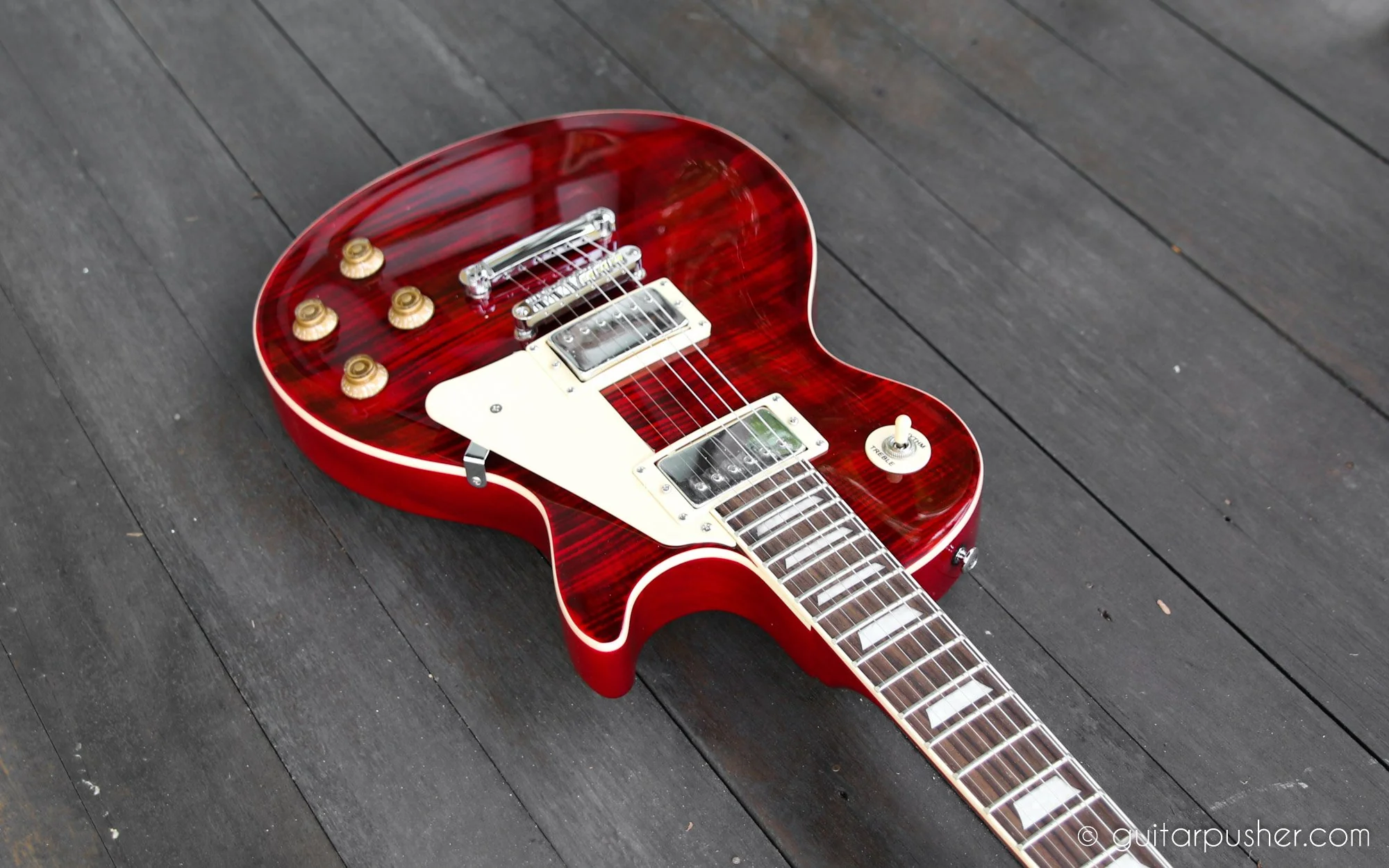Tagima EG-535 Singlecut Electric Guitar - Trans Red - Image 8