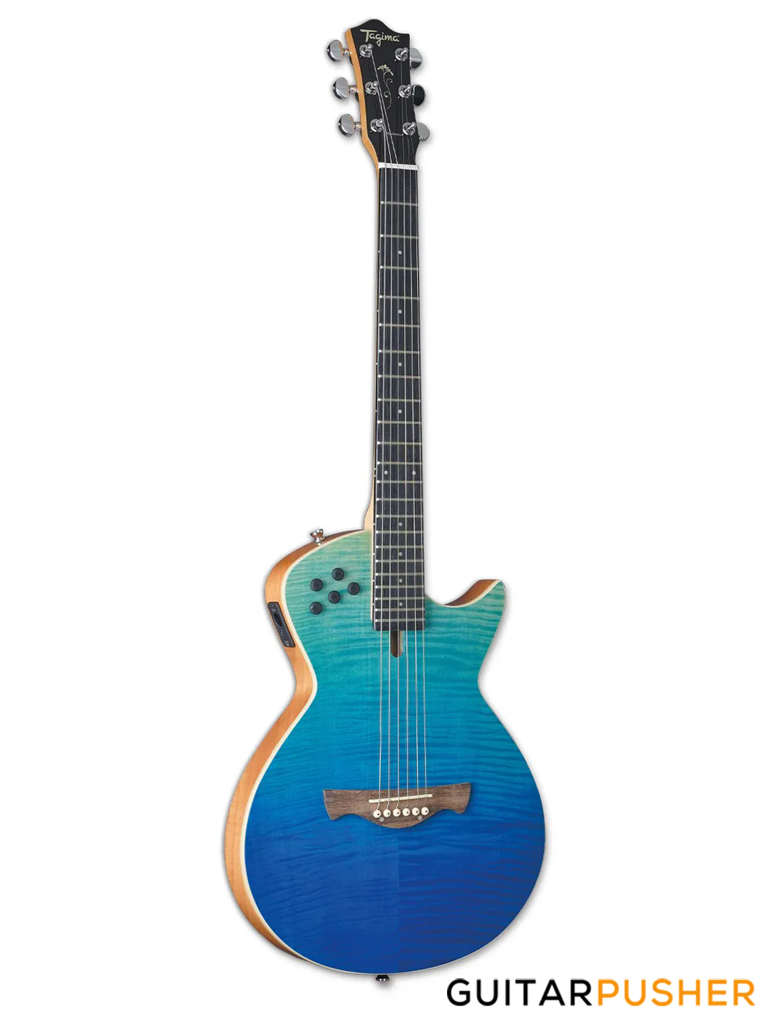 Tagima Modena Steel String Thinline Acoustic-Electric Guitar - Transparent Blue - Image 2