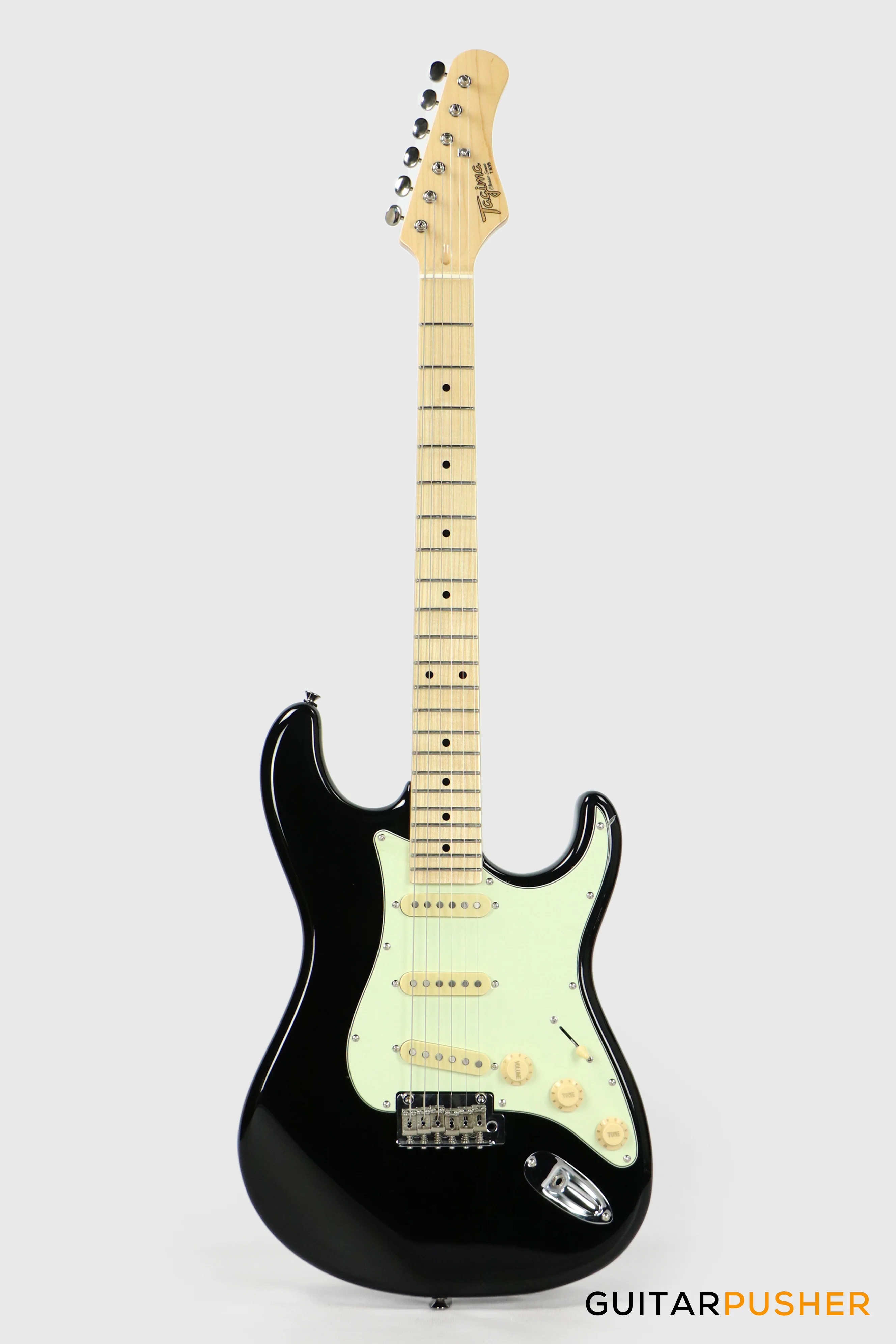 Tagima New T-635 Classic Series S Style Electric Guitar - Black (Maple Fingerboard/Mint Green Pickguard) - Image 2