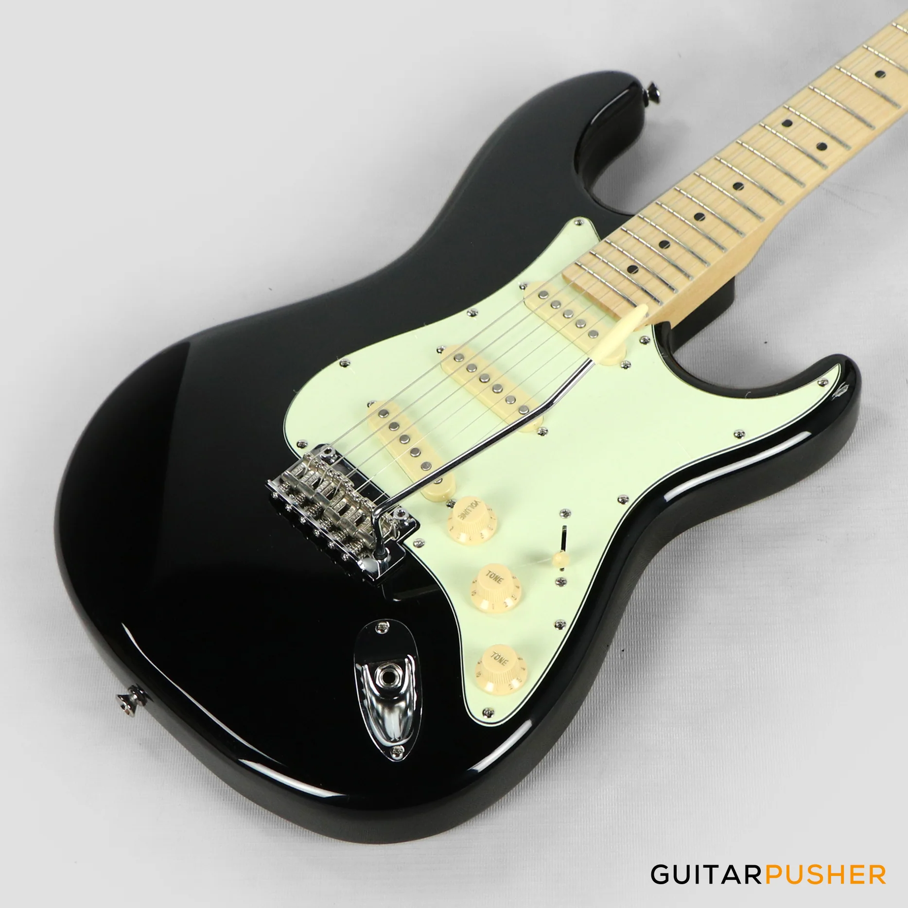 Tagima New T-635 Classic Series S Style Electric Guitar - Black (Maple Fingerboard/Mint Green Pickguard) - Image 6