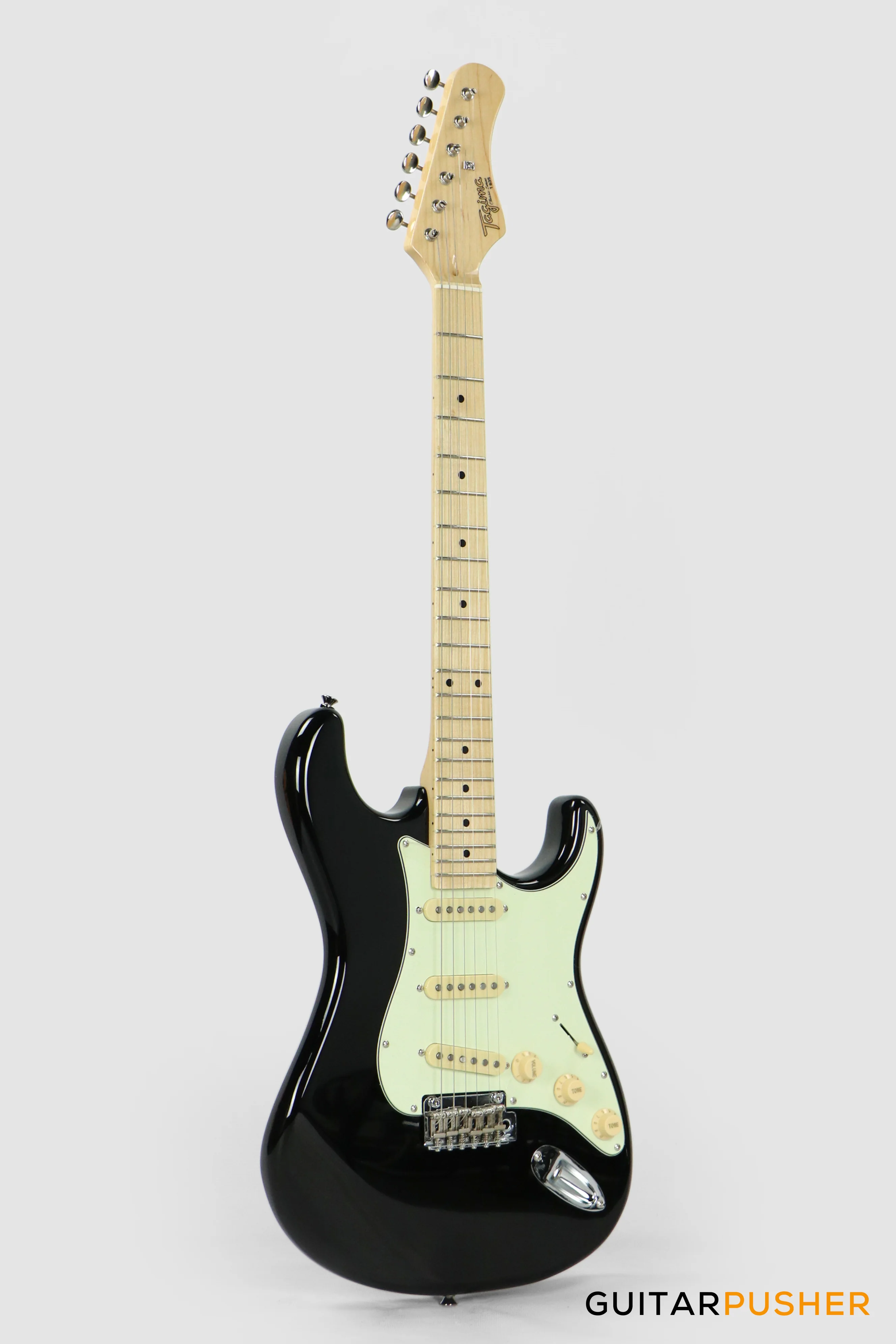 Tagima New T-635 Classic Series S Style Electric Guitar - Black (Maple Fingerboard/Mint Green Pickguard) - Image 9