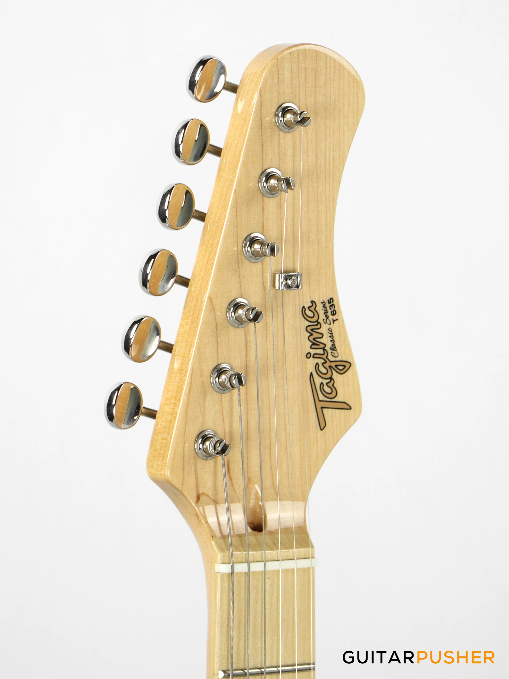 Tagima New T-635 Classic Series S Style Electric Guitar - Olympic White (Maple Fingerboard/Mint Green Pickguard) - Image 5