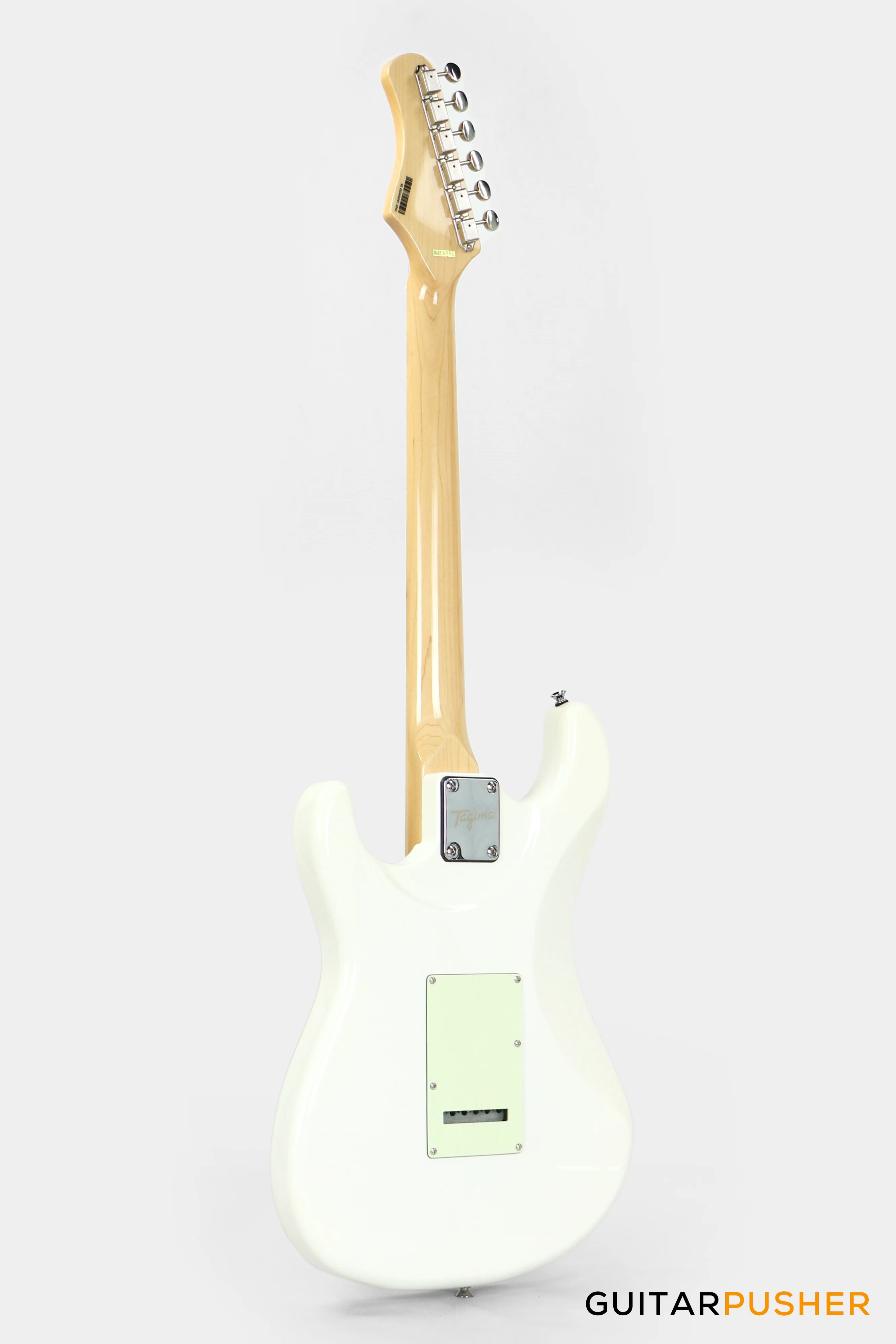 Tagima New T-635 Classic Series S Style Electric Guitar - Olympic White (Maple Fingerboard/Mint Green Pickguard) - Image 6