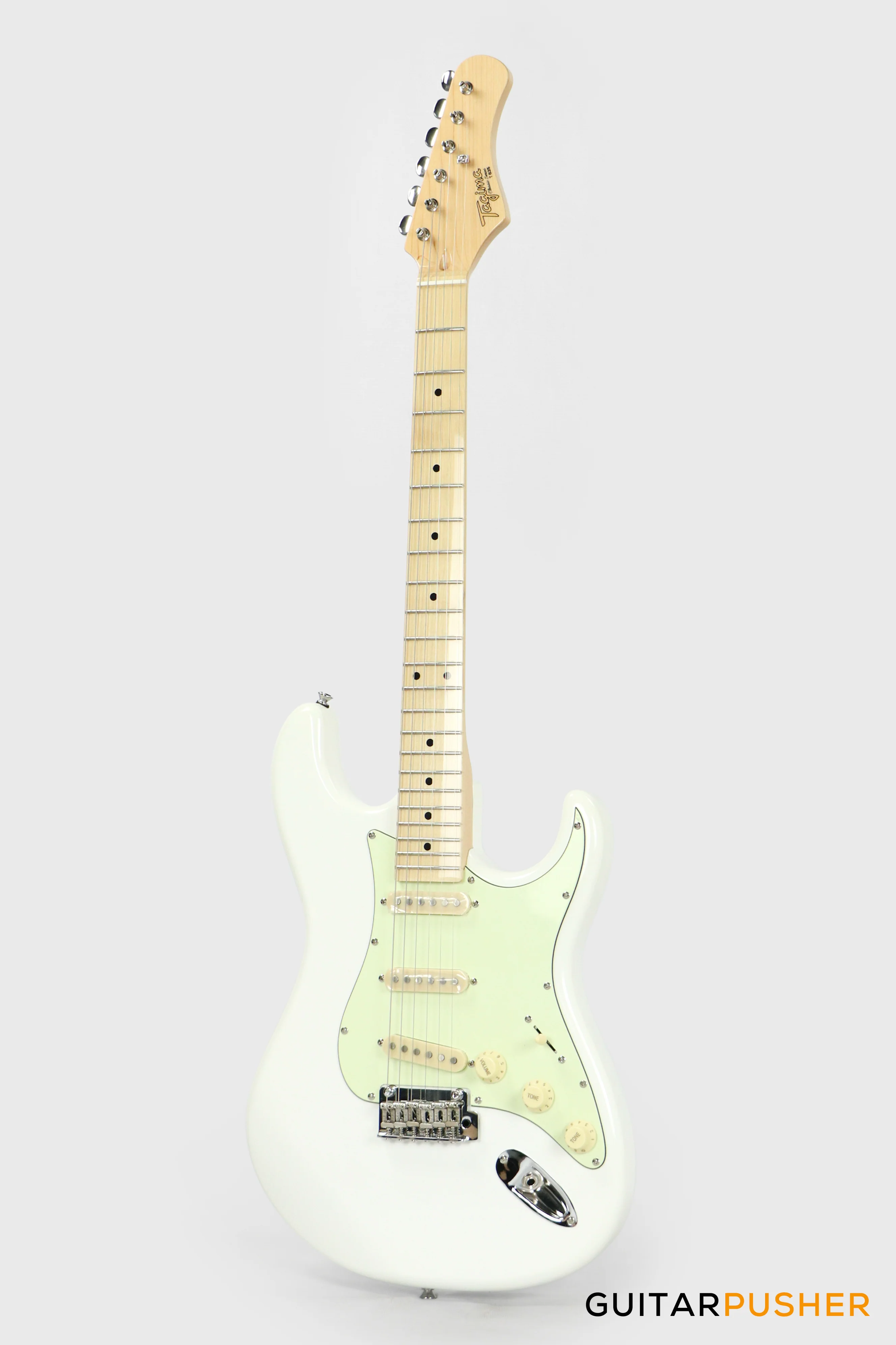 Tagima New T-635 Classic Series S Style Electric Guitar - Olympic White (Maple Fingerboard/Mint Green Pickguard) - Image 7