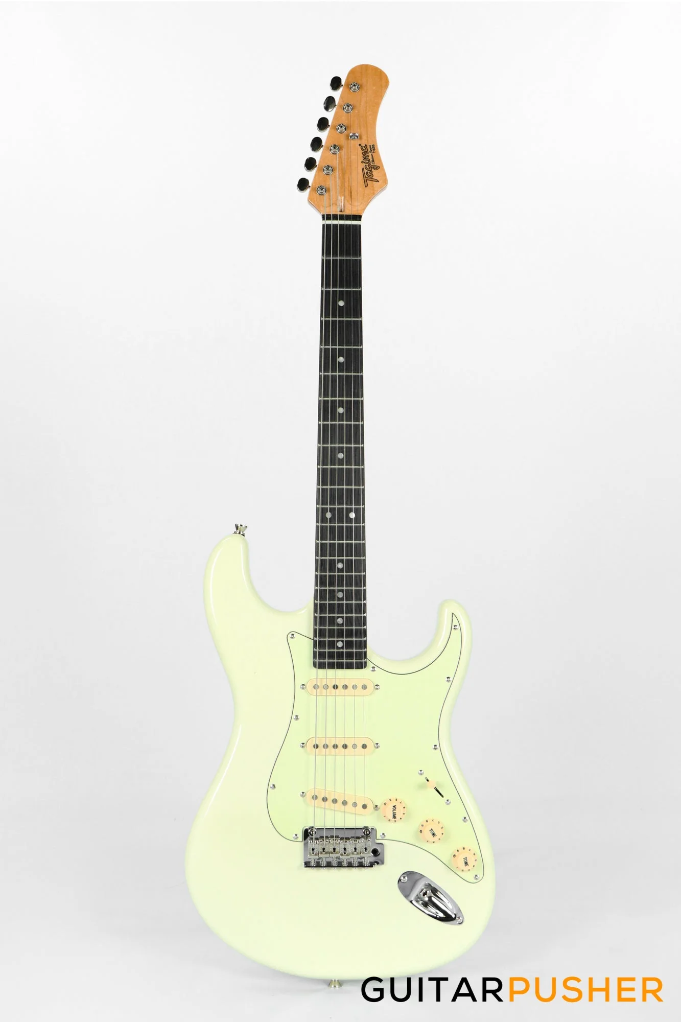 Tagima New T-635 Classic Series S Style Electric Guitar - Vintage White (Rosewood Fingerboard/Mint Green Pickguard) - Image 2