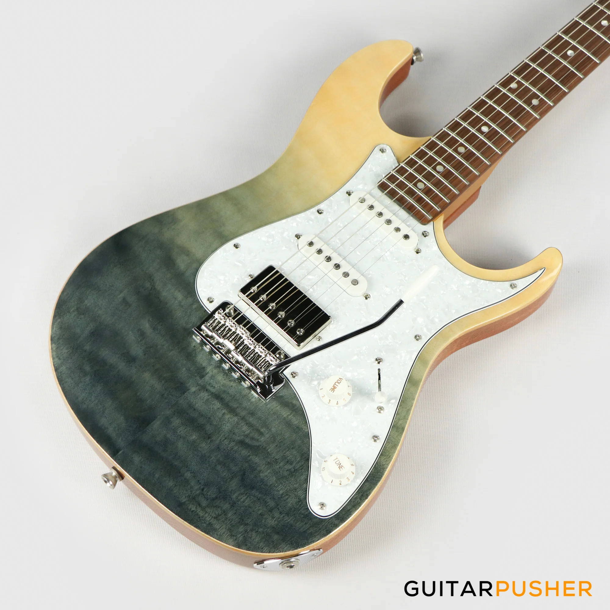 Tagima Stella DW HSS S Style Electric Guitar (Transparent Black Fade) Rosewood Fingerboard/White Pickguard - Image 10