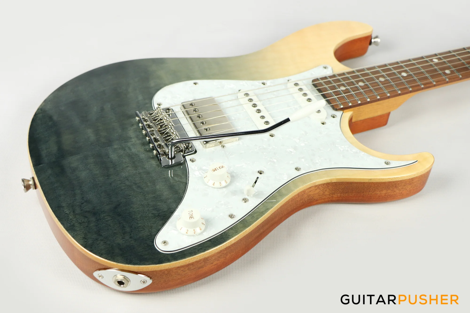 Tagima Stella DW HSS S Style Electric Guitar (Transparent Black Fade) Rosewood Fingerboard/White Pickguard - Image 11