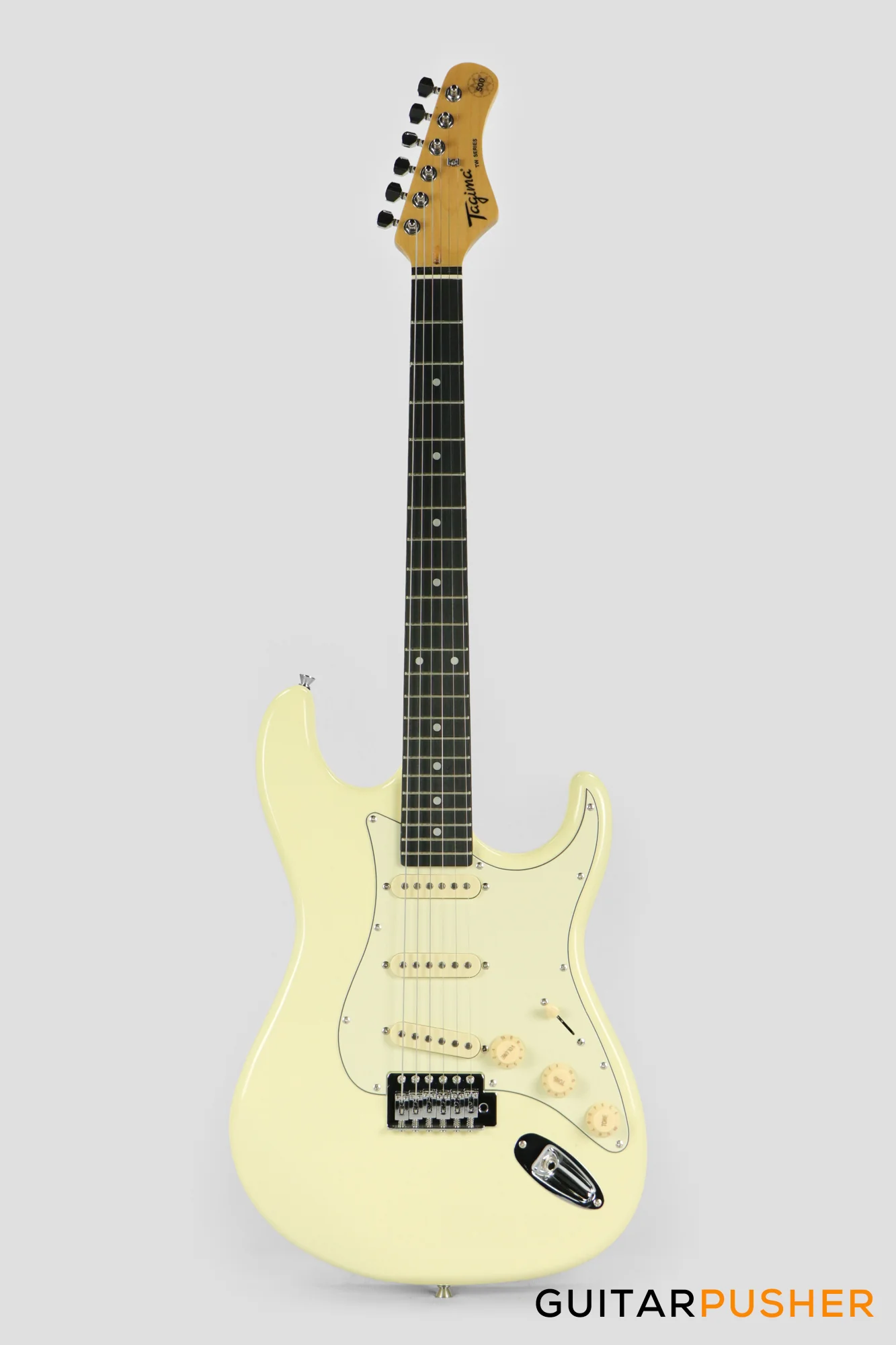Tagima TG-500 S-Style Woodstock Series - White Vintage (Ebony Fingerboard/Alpine White Pickguard) - Image 2