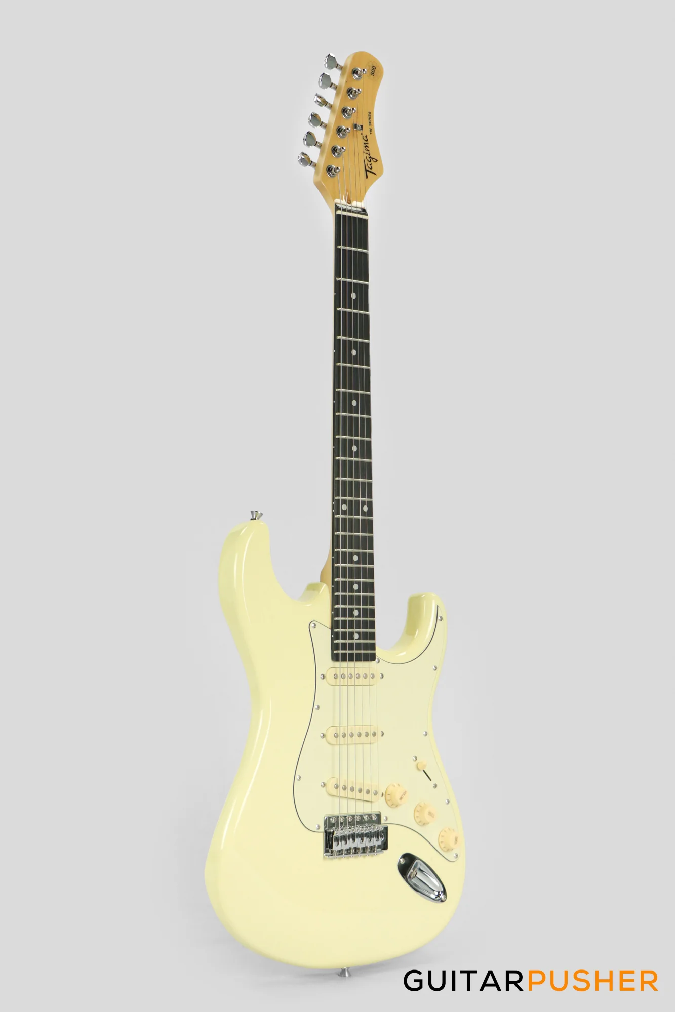 Tagima TG-500 S-Style Woodstock Series - White Vintage (Ebony Fingerboard/Alpine White Pickguard) - Image 3