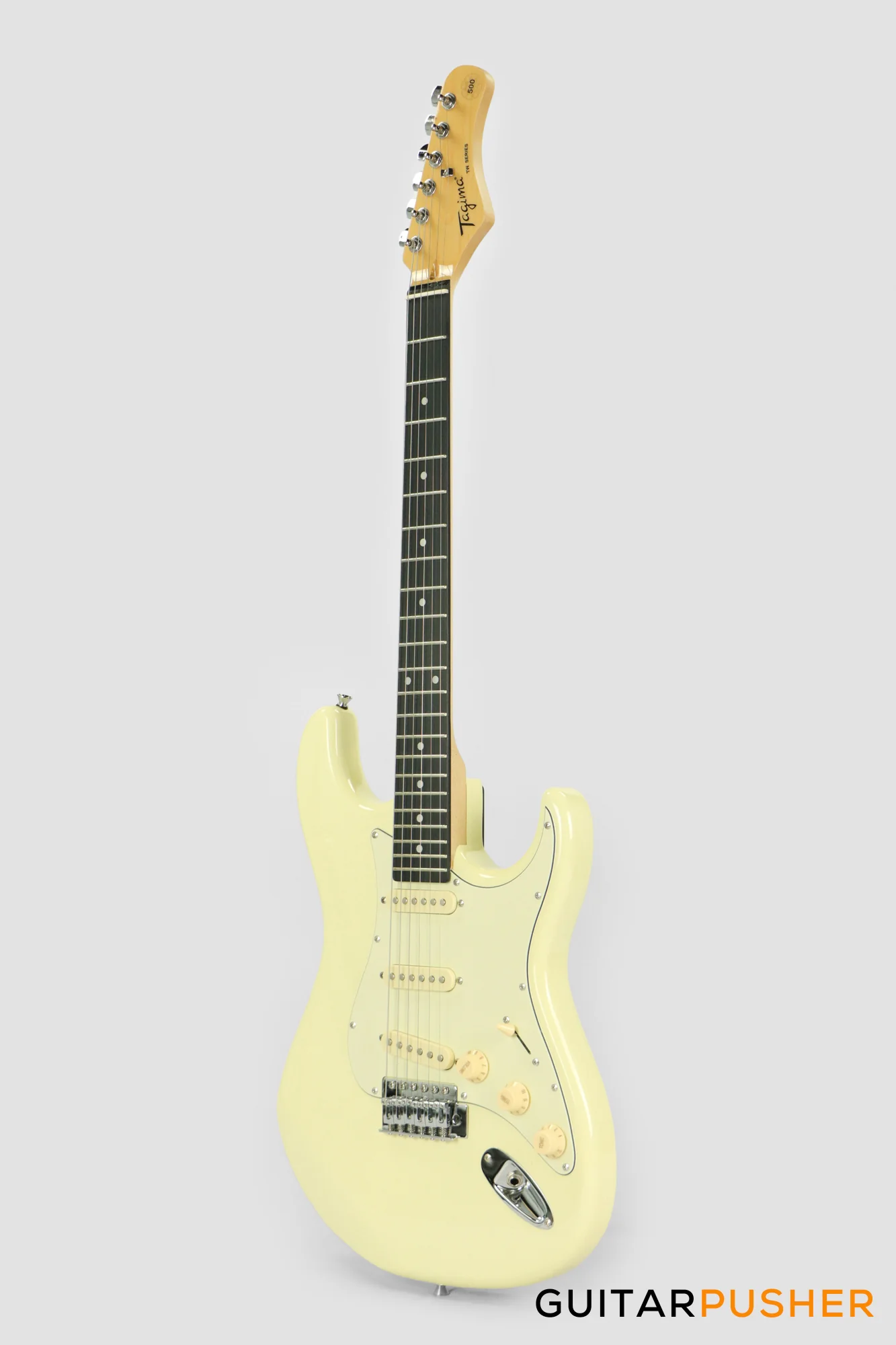 Tagima TG-500 S-Style Woodstock Series - White Vintage (Ebony Fingerboard/Alpine White Pickguard) - Image 7