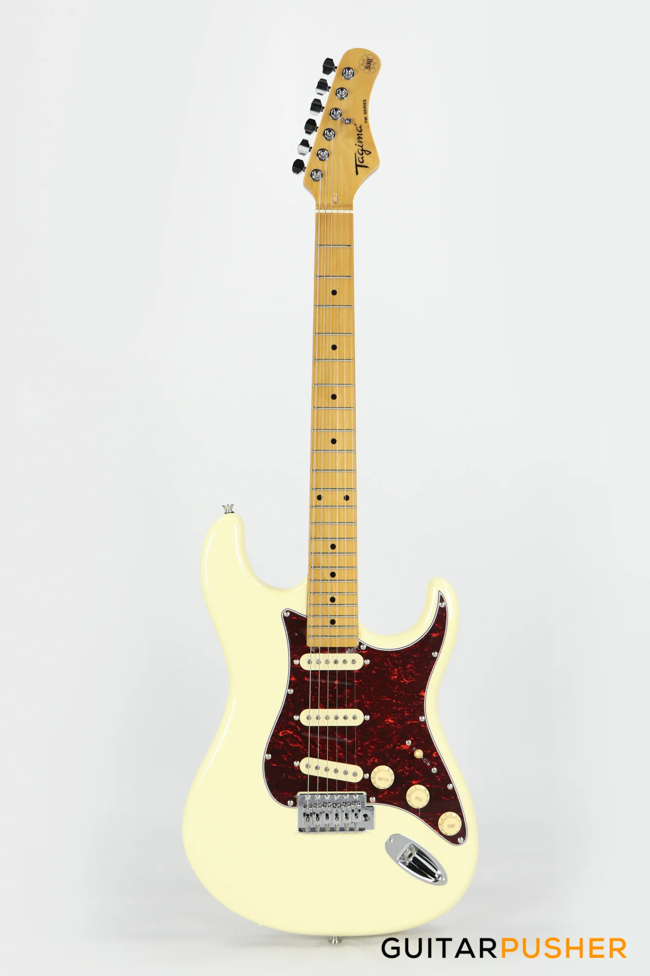Tagima TG-530 S-Style Woodstock Series - Vintage White (Maple Fingerboard/Tortoise Shell Pickguard) - Image 2