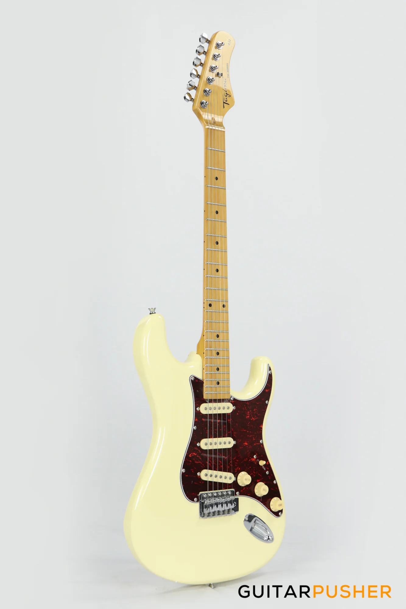 Tagima TG-530 S-Style Woodstock Series - Vintage White (Maple Fingerboard/Tortoise Shell Pickguard) - Image 3