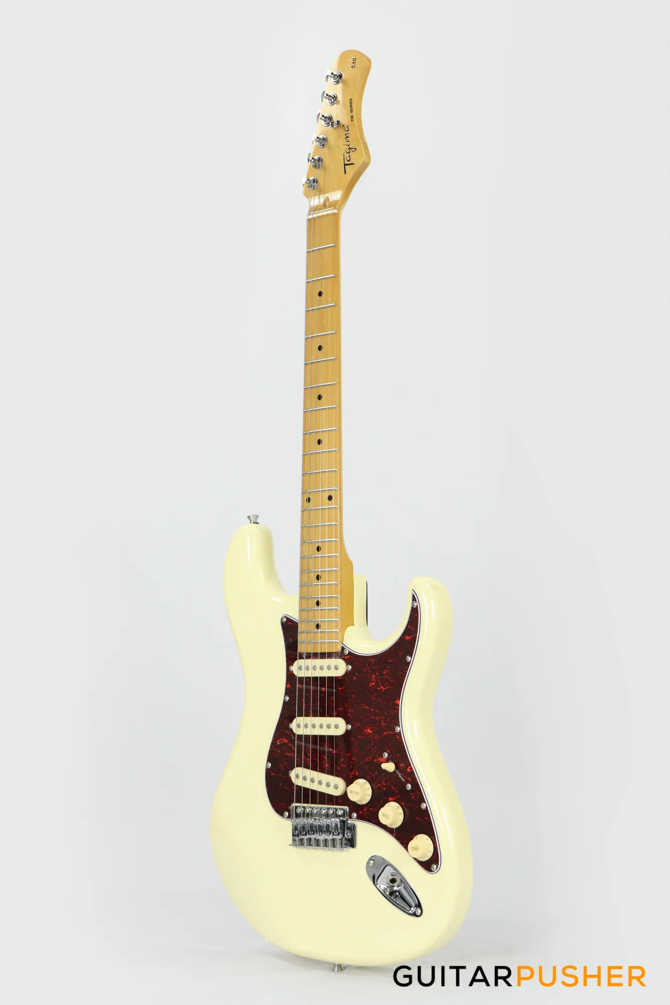 Tagima TG-530 S-Style Woodstock Series - Vintage White (Maple Fingerboard/Tortoise Shell Pickguard) - Image 7