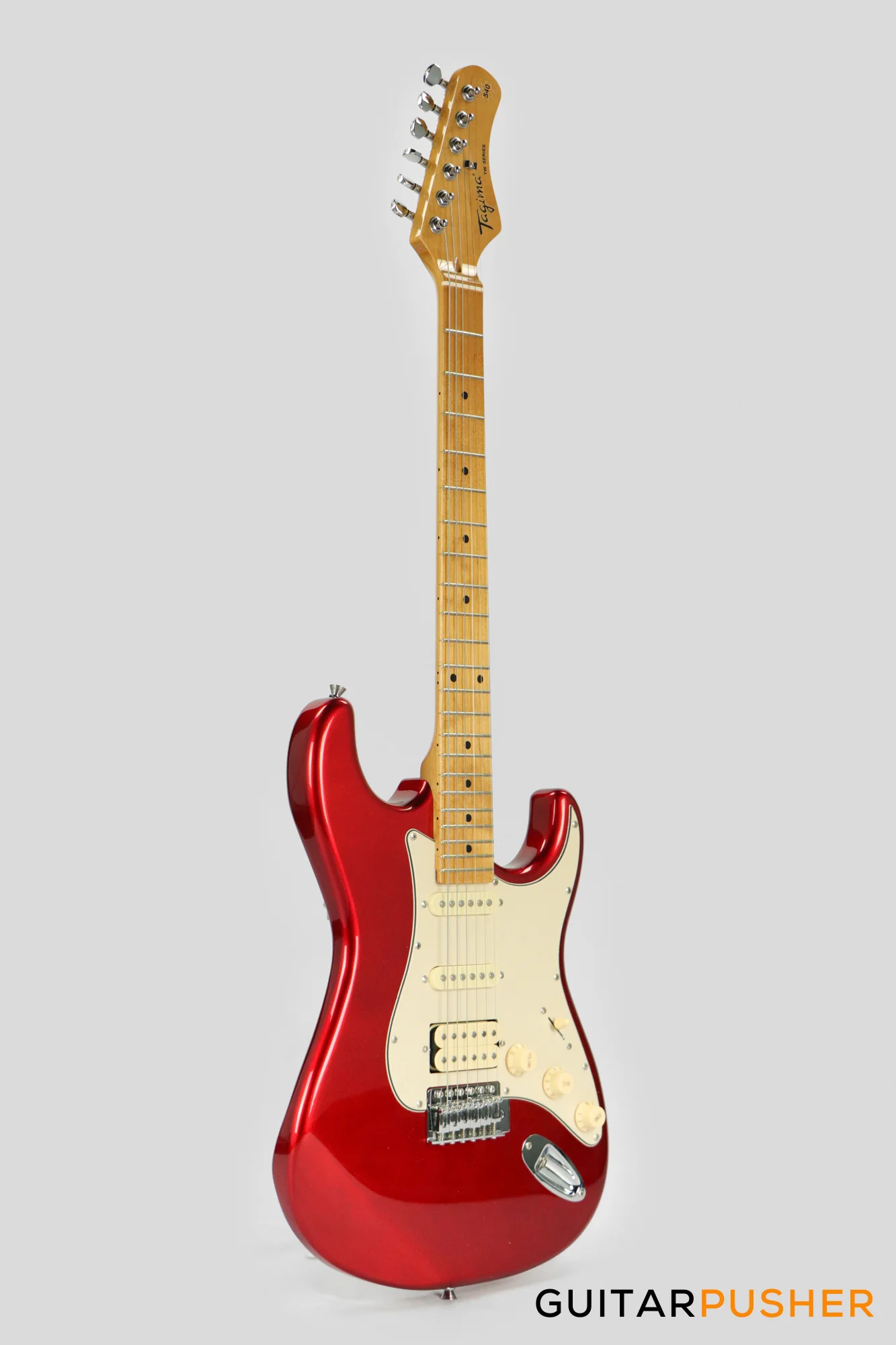 Tagima TG-540 HSS S-Style Woodstock Series -  Metallic Red (Maple Fingerboard/Alpine White Pickguard) - Image 3