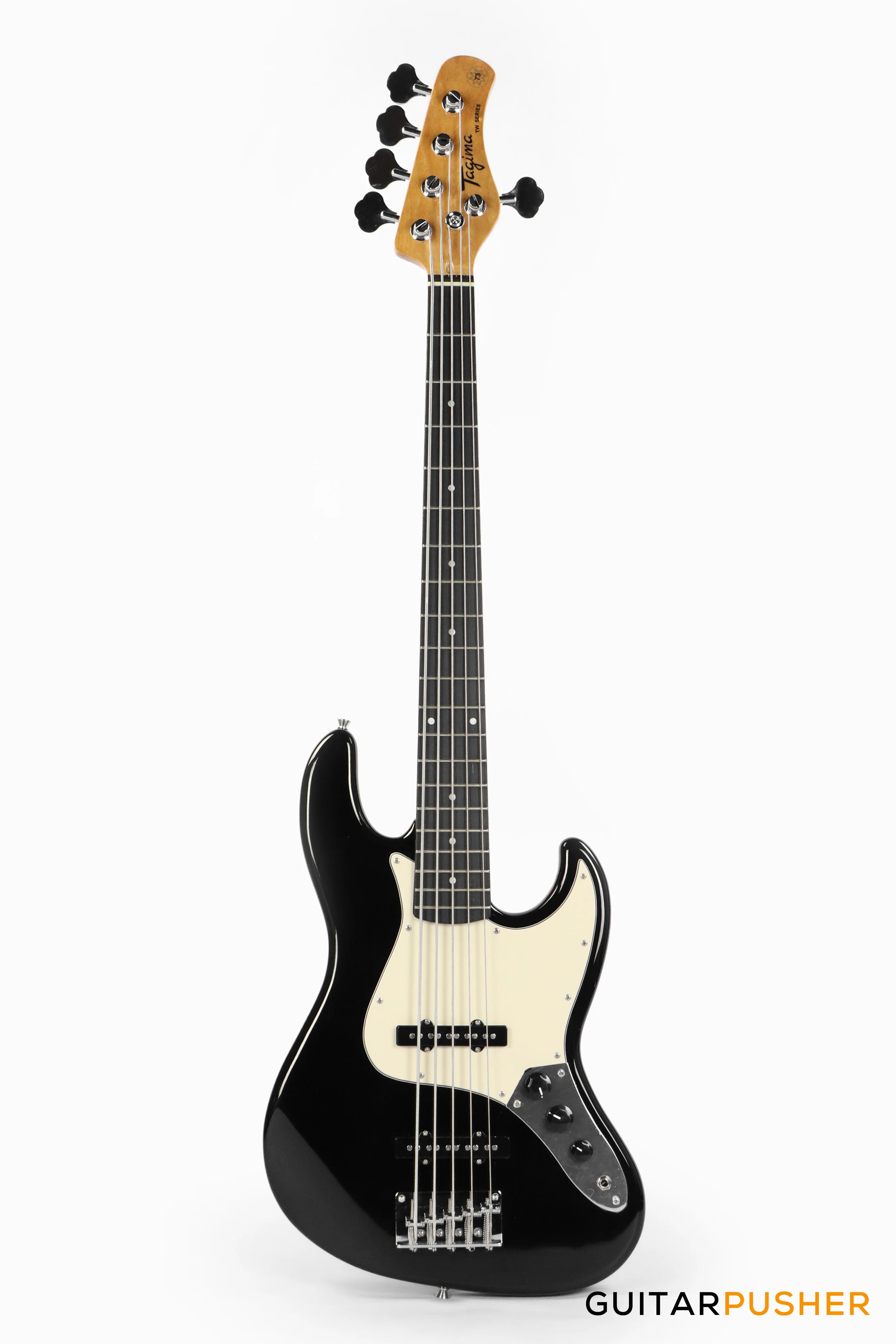 Tagima TW-73 '73 5-String Jazz Bass Black (Rosewood Fingerboard / Alpine White Pickguard) - Image 2